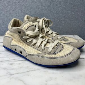 Volatile Kicks Boxer Style Knit and Suede Mid Top Sneaker Off White Gray size 7